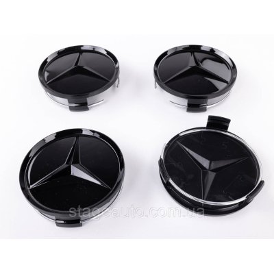 Caps plugs for alloy wheels Mercedes-Benz Mercedes 75 mm OLD Black gloss