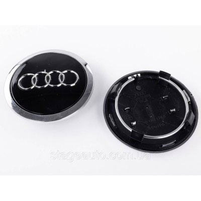 Ковпачки заглушки в литі диски Audi Ауді 69 мм Чорні з хром обідком 4B0601170A