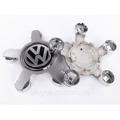 Ковпачки заглушки на литі диски Ауді логотип VW Фольксваген 135 мм зірка, сірі 4F0601165N