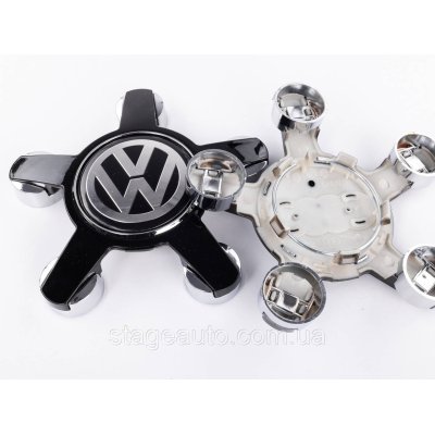 Ковпачки заглушки на литі диски Ауді з логотипом VW Фольксваген 135 мм зірка, чорні 4F0601165N
