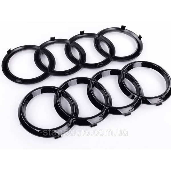 Передняя эмблема AUDI (Ауди) 285мм A4 (B9) A6 (C7) A7 (C7) A8 (D4) Q3 (8U) Q5 (8R) Q7 (4L) - Черный глянец