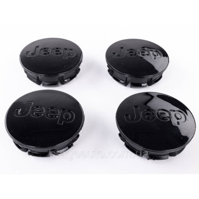 Ковпачки заглушки в литі диски Jeep Джип 56 мм чорний глянець комплект