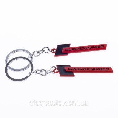 Брелок Supercharged для автомобільних ключів Audi Ауді червоний чорний металічний