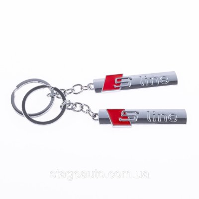 Брелок S-line для автомобільних ключів Audi Ауді хром червоний металічний
