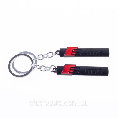 Брелок S-line для автомобільних ключів Audi Ауді чорний червоний металічний