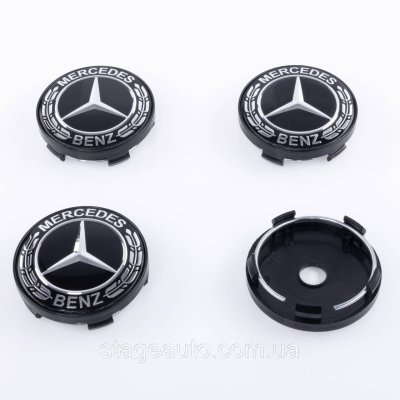 Колпачки заглушки на литые диски Mercedes Benz Мерседес 60 мм черные