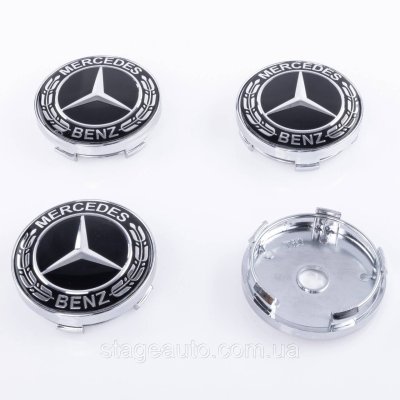Колпачки заглушки на литые диски Mercedes Benz Мерседес 60 мм черные