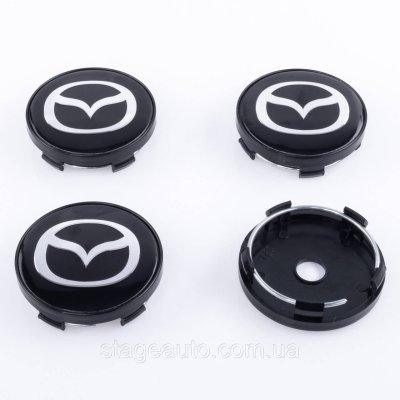 Ковпачки заглушки на литі диски Mazda Мазда 60 мм Чорні