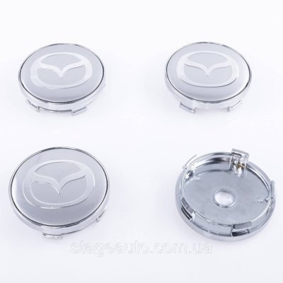 Ковпачки заглушки на литі диски Mazda Мазда 60 мм Сірі Хром