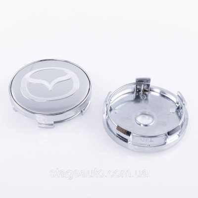 Ковпачки заглушки на литі диски Mazda Мазда 60 мм Сірі Хром