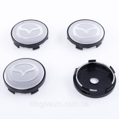 Ковпачки заглушки на литі диски Mazda Мазда 60 мм Сірий + чорний