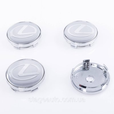 Ковпачки заглушки на литі диски Lexus Лексус 60 мм Сірі Хром