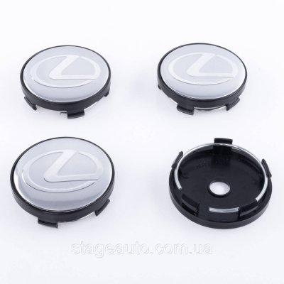 Ковпачки заглушки на литі диски Lexus Лексус 60 мм Сірий + чорний
