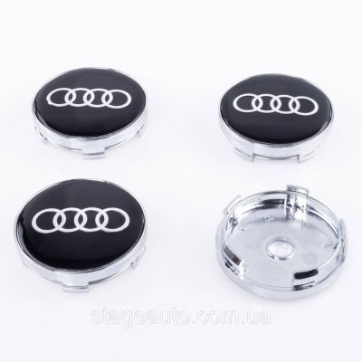 Ковпачки заглушки на литі диски Audi Ауді 60 мм чорні