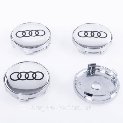 Ковпачки заглушки на литі диски Audi Ауді 60 мм хром