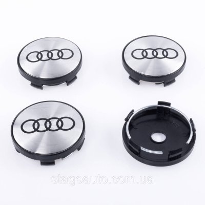Ковпачки заглушки на литі диски Audi Ауді 60 мм Сірий + чорний