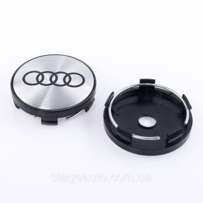 Ковпачки заглушки на литі диски Audi Ауді 60 мм Сірий + чорний