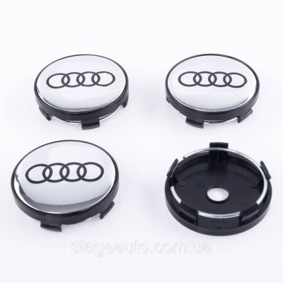 Ковпачки заглушки на литі диски Audi Ауді 60 мм Хром + чорний