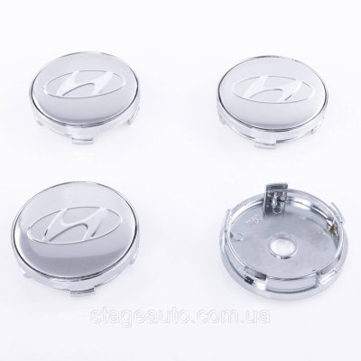 Ковпачки заглушки на литі диски Hyundai Хюндай 60 мм Сірі Хром