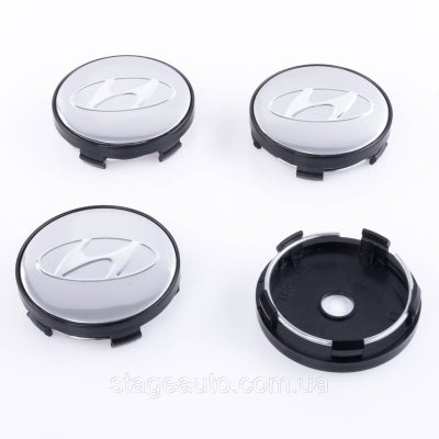 Ковпачки заглушки на литі диски Hyundai Хюндай 60 мм Сірий + чорний