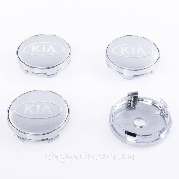 Колпачки заглушки на литые диски KIA Киа 60 мм Серый Хром