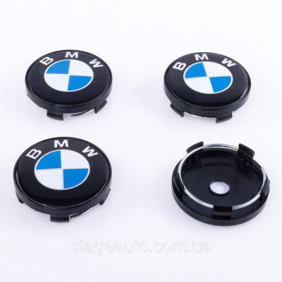 Ковпачки заглушки на литі диски BMW БМВ 60 мм біло сині