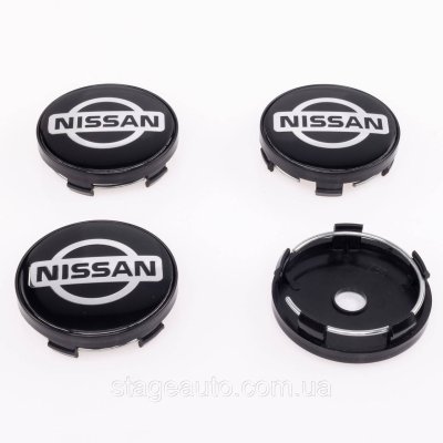 Ковпачки заглушки на литі диски Nissan Ніссан 60 мм Чорні