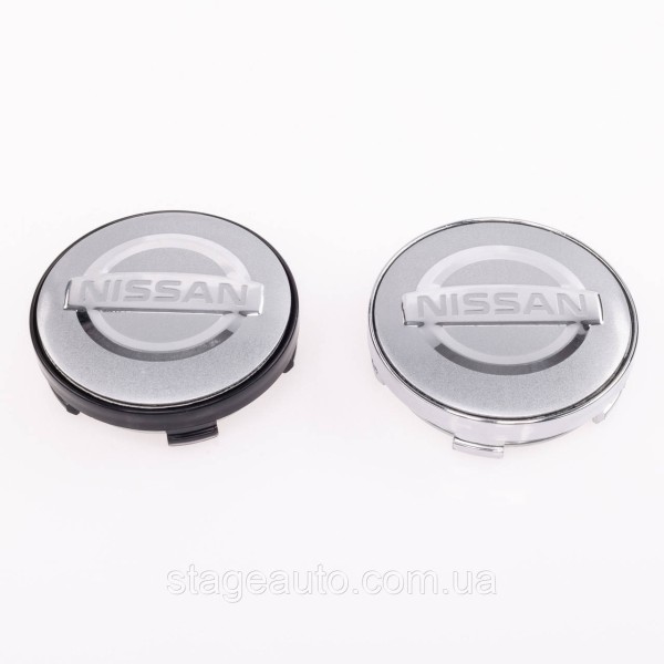 Колпачки заглушки на литые диски NISSAN Ниссан 60 мм Серый + Черный