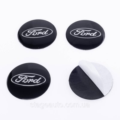 Наклейки на ковпачки заглушки в диски Ford Форд 56 мм Чорні 4 шт