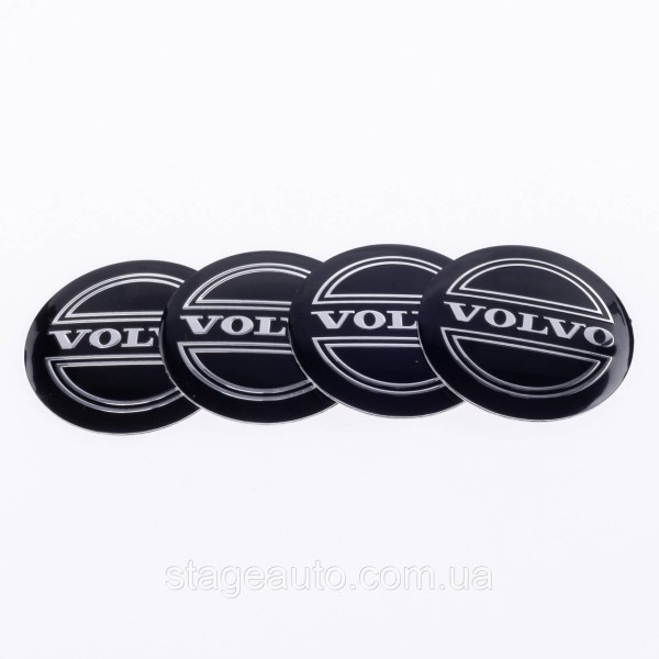 Наклейки на колпачки заглушки в диски Volvo Вольво 56 мм Черные 4 шт