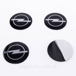 Наклейки на колпачки заглушки в диски Opel Опель 56 мм Черные 4 шт