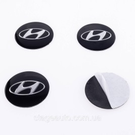 Наклейки на колпачки заглушки в диски Hyundai Хюндай 56 мм Черные 4 шт