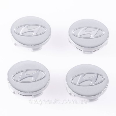 Ковпачки заглушки в оригінальні литі диски HYUNDAI Хюндай, 60 мм Сріблясті, скляні 52960-3S110