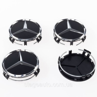 Колпачки заглушки на литые диски Мерседес 75мм, Mercedes черный мат A2204000125