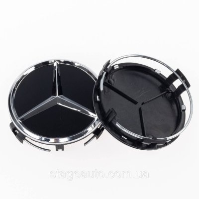 Колпачки заглушки на литые диски Мерседес 75мм, Mercedes черный мат A2204000125