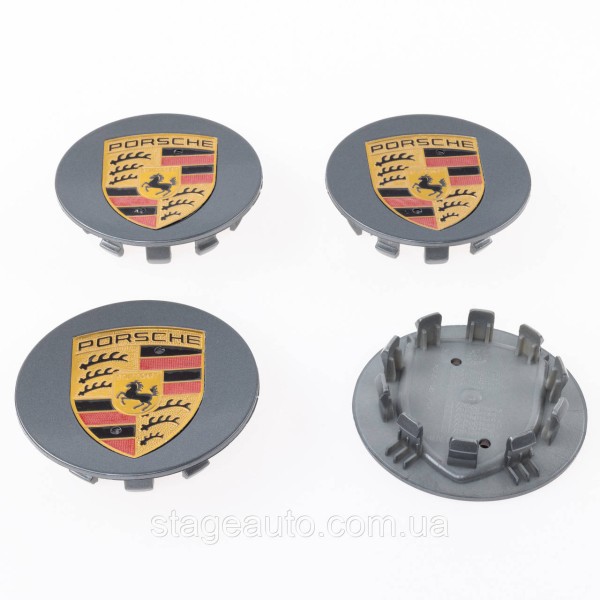 Колпачки заглушки в литые диски PORSCHE Порше 76 мм Серые 5601149