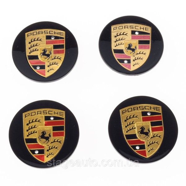Колпачки заглушки в литые диски PORSCHE Порше 65 мм Черные