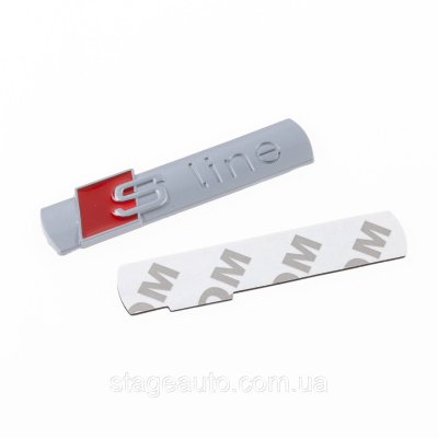 Эмблема шильдик на крылья, надпись значок на крыло Audi Ауди S line С лайн Серый мат