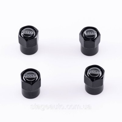 Захисні ковпачки на ніпеля золотники Nissan Ніссан  4 шт Чорні