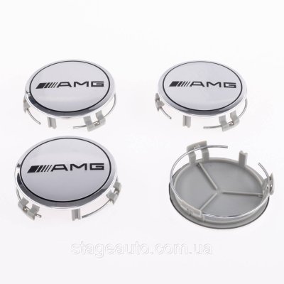 Колпачки заглушки на литые диски AMG Mercedes Benz Мерседес 75 мм Хромированные