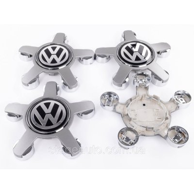 Ковпачки заглушки на литі диски Ауді логотип VW Фольксваген 135 мм зірка, сірі 4F0601165N комплект