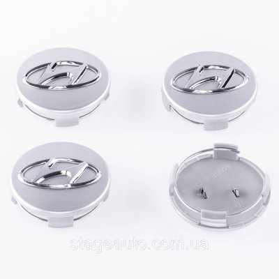 Ковпачки заглушки на литі диски HYUNDAI Хюндай 61 мм сріблясті