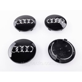 Колпачки заглушки в литые диски Audi Ауди 68 мм 57мм Черный глянец 8D0601170 комплект