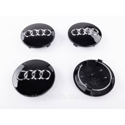 Ковпачки заглушки в литі диски Audi Ауді 68 мм 57мм Чорний глянець 8D0601170 комплект
