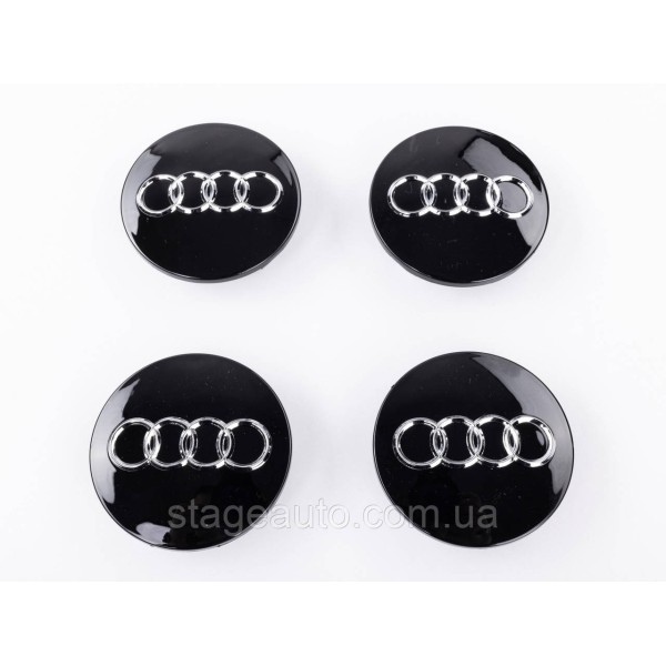 Колпачки заглушки в литые диски Audi Ауди 68 мм 57мм Черный глянец 8D0601170 комплект
