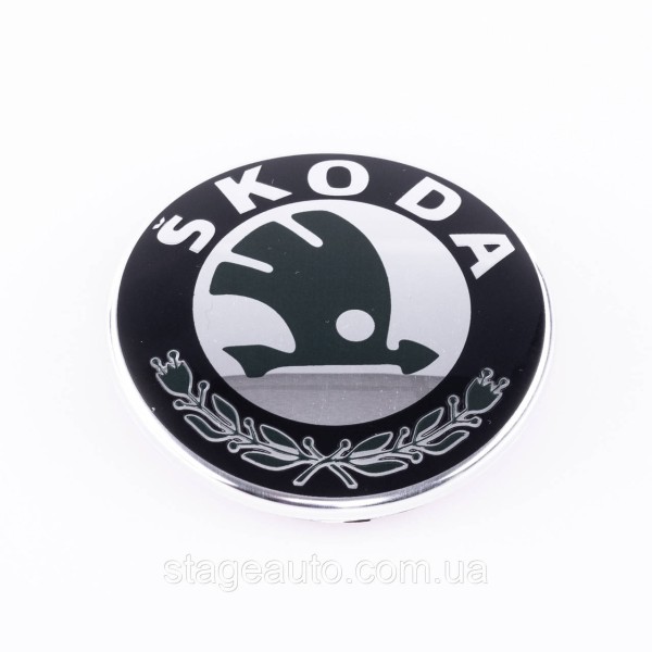 Эмблемы значки на капот, багажник Skoda Шкода 79мм. Комплект (набор 2шт)