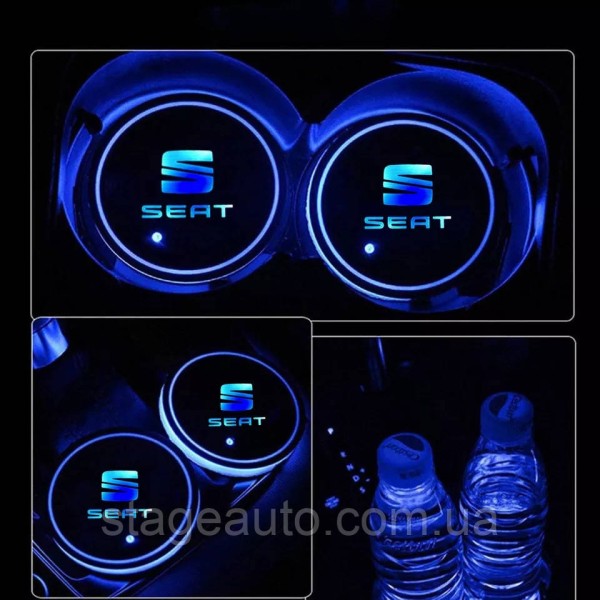 Подсветка подстаканника с логотипом автомобиля SEAT