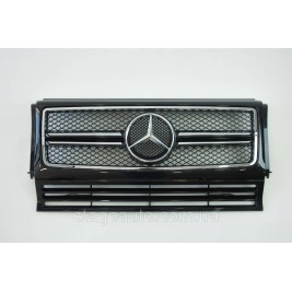 Решетка радиатора на Mercedes G-Class W463 1990-2018 год AMG стиль ( Черная с хром вставками )