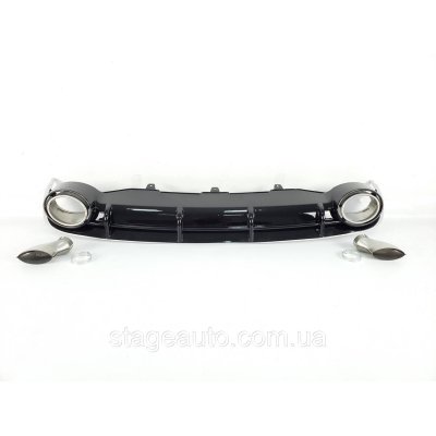 Дифузор з насадками в стилі RS на Audi A6 C7 2011-2014 рік Чорний з сірою полоскою