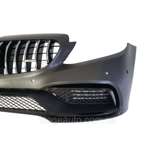 Передний бампер на Mercedes C-Class W205 2014-2018 год ( в стиле C63 AMG )